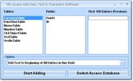 MS Access Add Data, Text & Characters Software screenshot